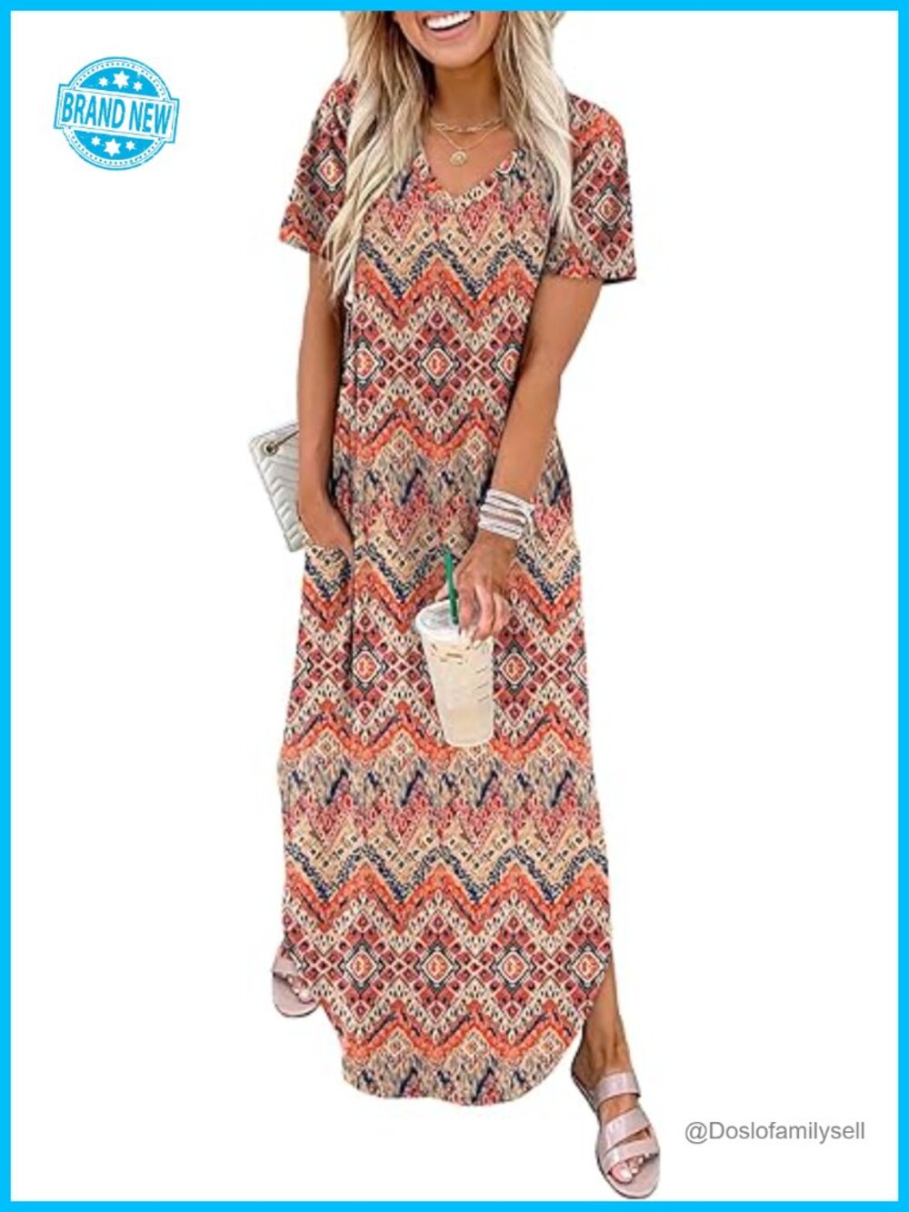 Short Sleeve Maxi Sundress with Pockets